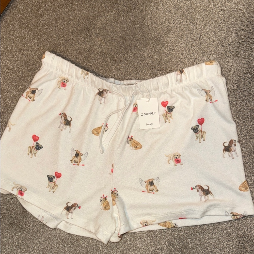 Z Supply Women's White Pug Print Sleep Shorts